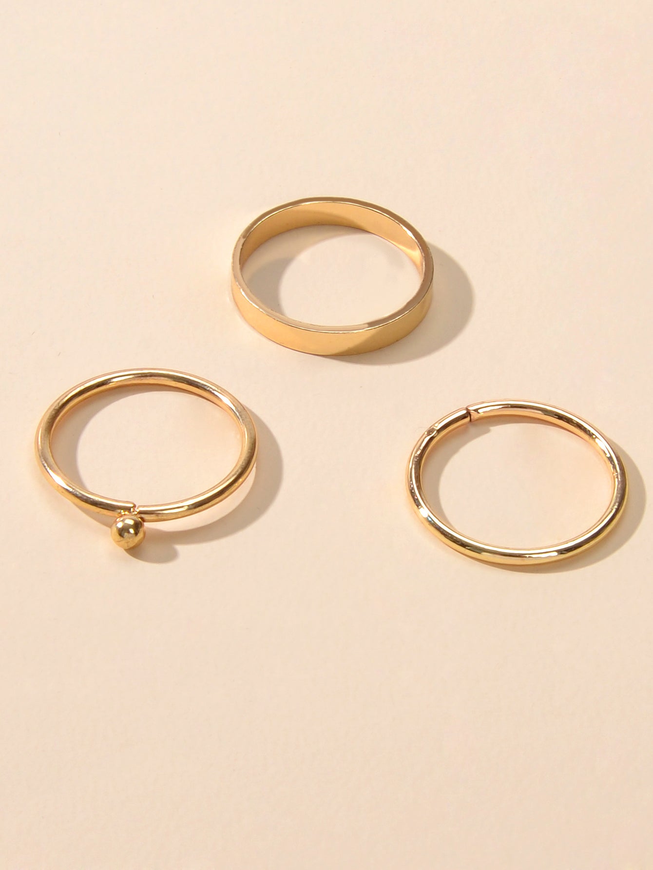 Stackable 3 pcs Gold Metal Minimalist Finger Ring set Multiple Rings Bulk Pack-3