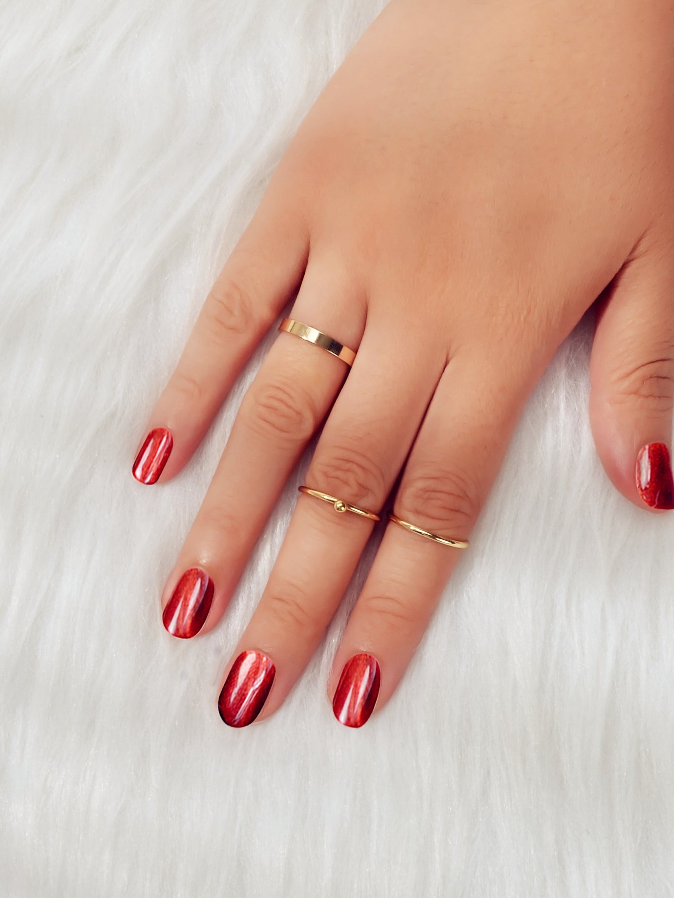 Stackable 3 pcs Gold Metal Minimalist Finger Ring set Multiple Rings Bulk Pack-4