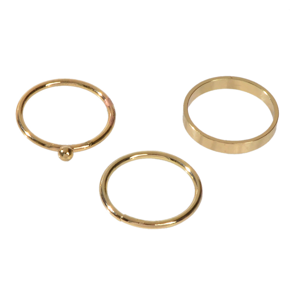 Stackable 3 pcs Gold Metal Minimalist Finger Ring set Multiple Rings Bulk Pack-5