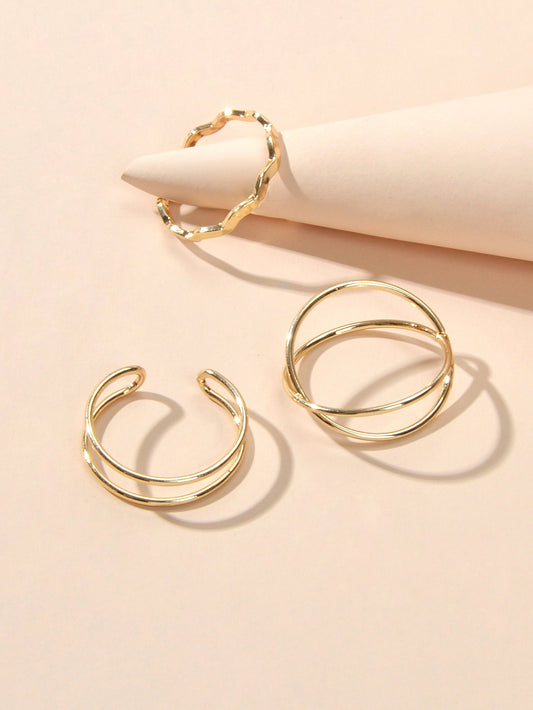 Minimalist Stackable 3pcs Gold Silver Finger Knuckle Multiple Rings Bulk Pack-1